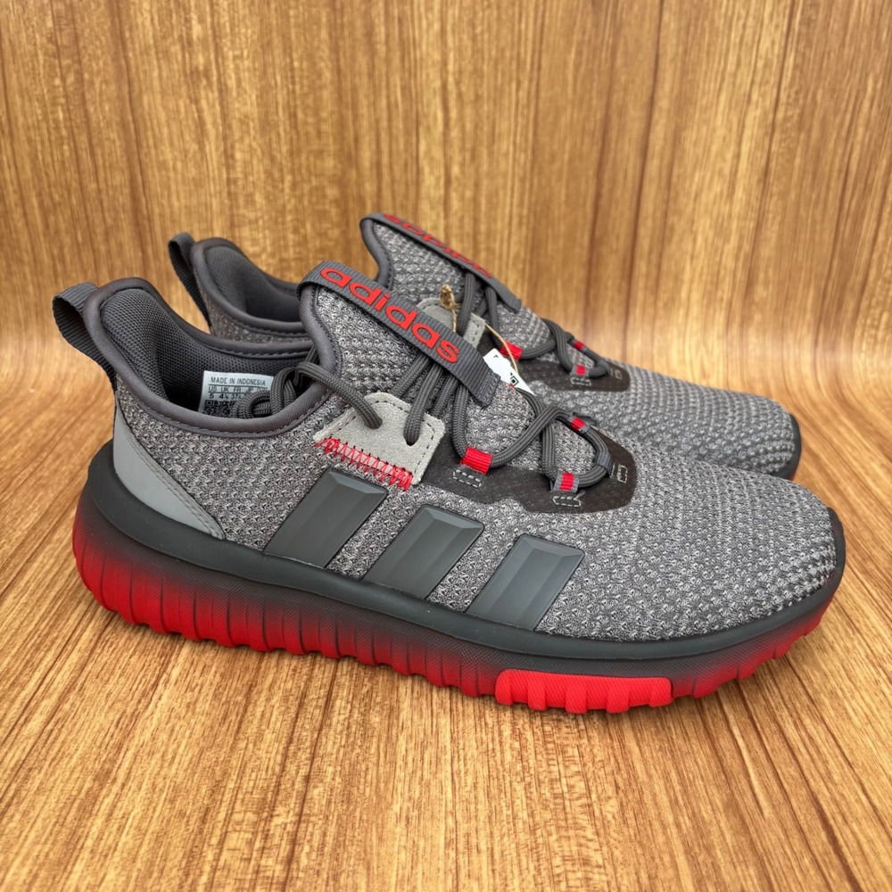 Adidas Kaptir 4.0 K Sneakers Kids Size 5 Grey Red IH1841 Cloudfoam Running NEW